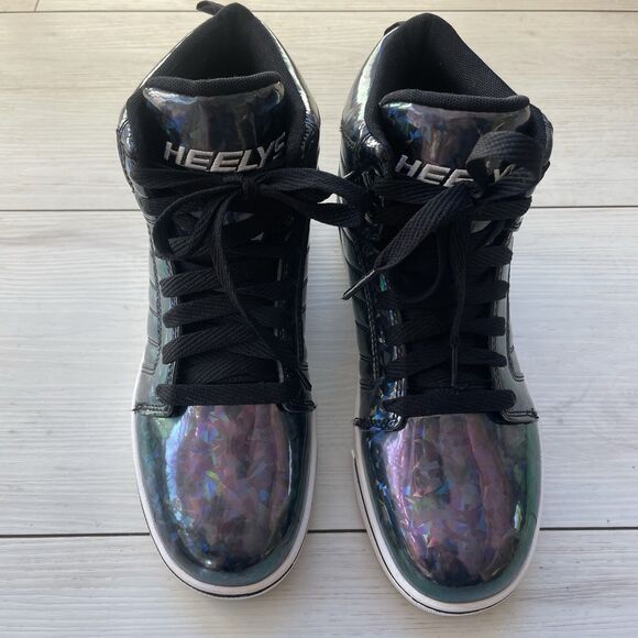 Heelys Other - HEELYS Uptown Youth Size 5 Skate HIGH TOP Shoes Purple GLITTER Disco Sneaker EUC